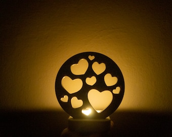 Silicon Mould, shadow reflection insert, projector, lamp, night light mold "The hearts for you" for epoxy, chalk, Jesmonite and plaster