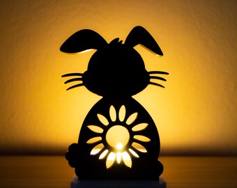 Silicon mould, shadow reflection insert, projector, lamp, night light mold "Easter bunny" for the tea light candle holder