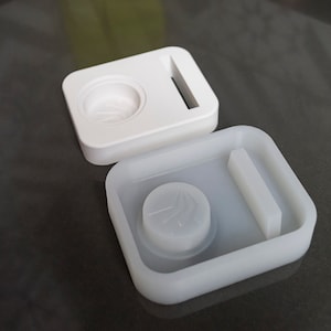 Silicon mould &quot;Square candle holder for tealight with incision for placeholder or reflection insert&quot; for resin, chalk, Jesmonite and plaster
