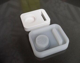 Silicon mould "Square candle holder for tealight with incision for placeholder or reflection insert" for resin, chalk, Jesmonite and plaster