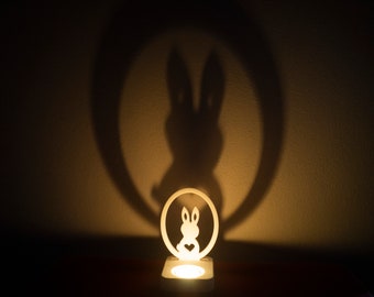 Silicon mould, shadow reflection insert, projector, lamp, night light mold "Easter bunny" for the tea light candle holder.