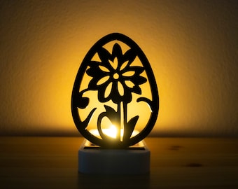 Silicon mould, shadow reflection insert, projector, lamp, night light mold "Easter egg with Felicia flower" for the tea light candle holder