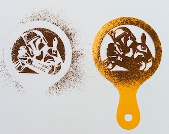 Space Wars Stencil/ Custom Coffee Stencil Logo/ Corporate Drink Stencil/ Custom Coffee Stencil/