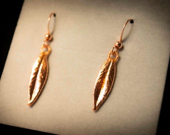 Handmade Copper Salvia Leaf Earrings, Boho Botanical Jewelry, Real Salvia Leaf Earrings, Botanical Gift for Her, Handcrafted Jewelry