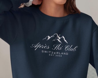 APRES SKI TRIP sweatshirt, old money retro ski sweater, personalized ski sweater, classy minimal apres ski bachelorette, personalized sweater