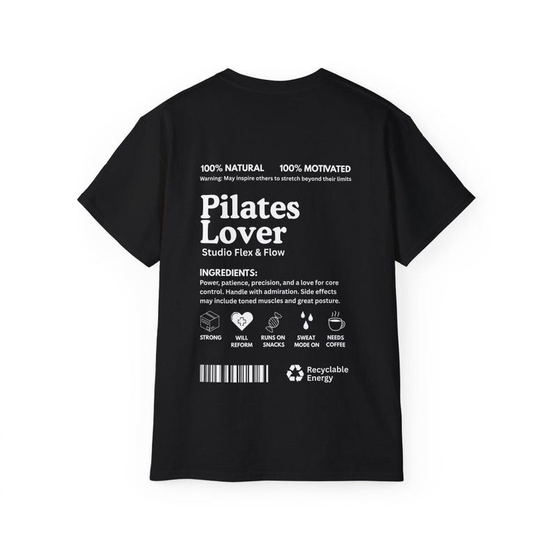 Camiseta unisex para amantes del pilates, camiseta de pilates, camiseta de fitness y yoga, estilo urbano para entrenar, regalo para los aficionados al pilates, camiseta de entrenamiento para amantes del pilates imagen 1