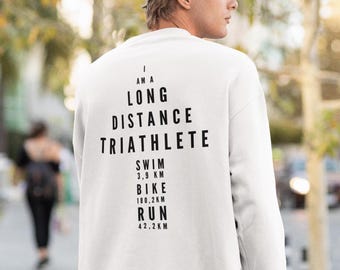Triathlon Unisex Sweater, Long Distance Triathlete pullover, gift triathlon sweater gift, tri Athlete Apparel, triathlete gift