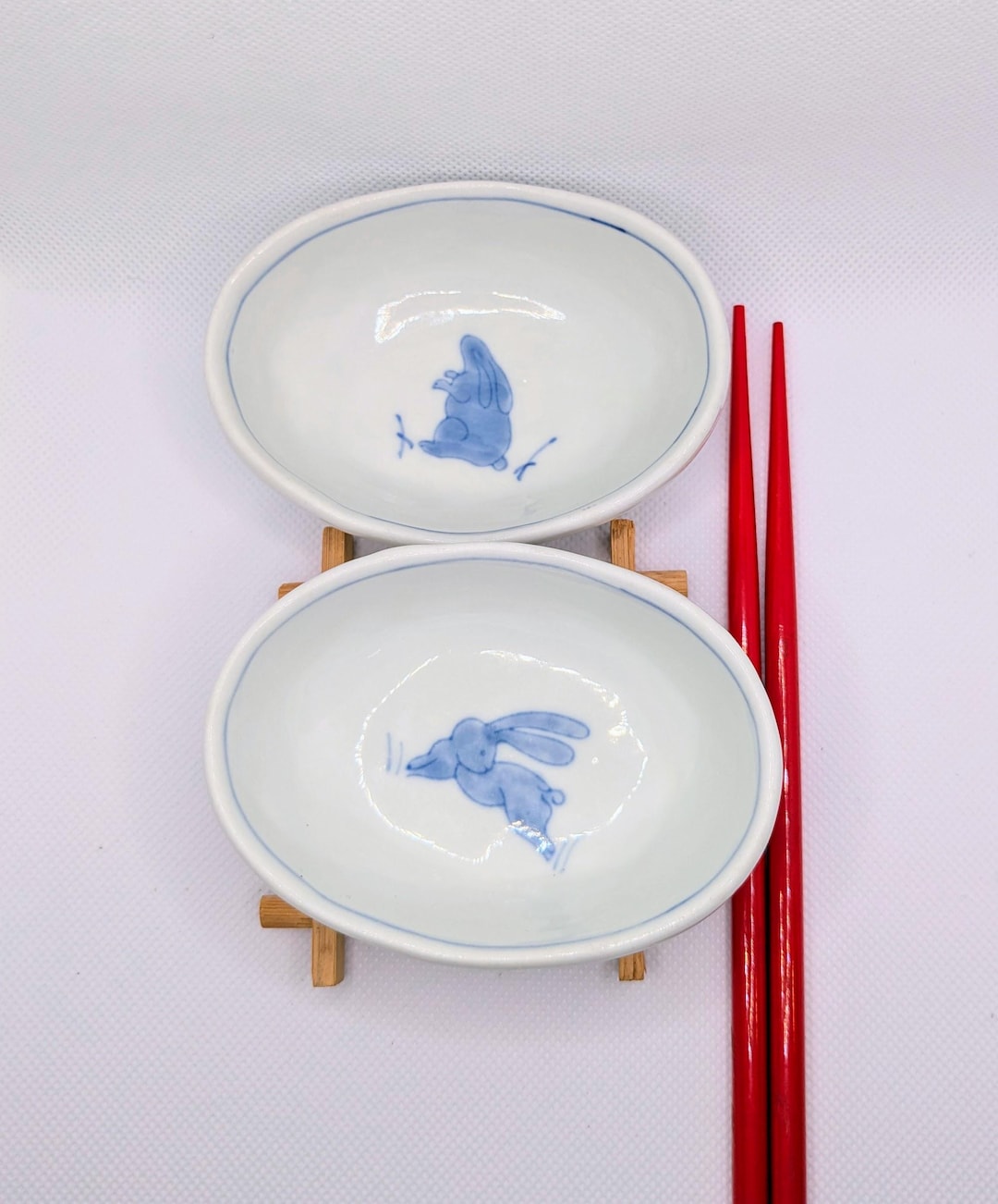 2 Japanese Rabbit Bowls - Vintage Arita-ware Handmade Plates Set - Etsy