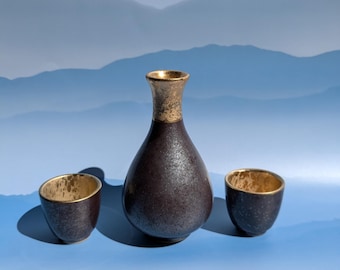 徳利銘入り酒瓶3本セット、ヴィンテージ日本製陶器、装飾用陶器ギフト