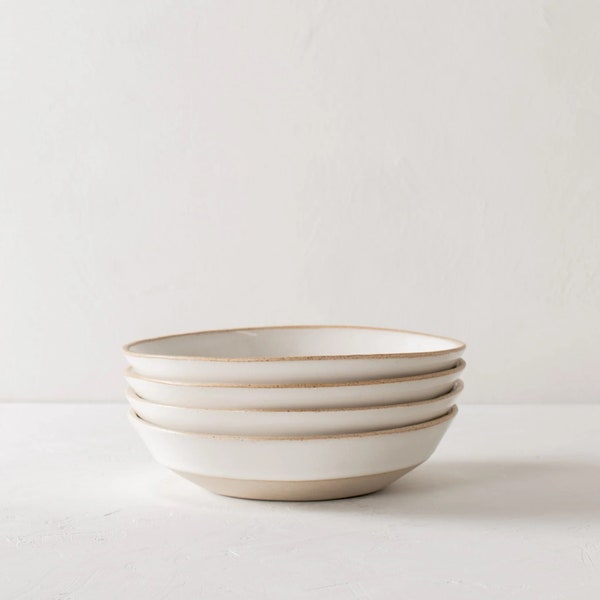 Minimal Pasta Bowl | Stoneware - Pottery Pasta Bowl - Artisan Stoneware Pasta Bowl - Ivory Dipped Artisan Pasta Bowl - Minimal Pasta Bowl
