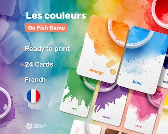 Learn Colors in French Game | Kids' Card Activity | Homeschool Educational Resource | Montessori Learning Material | Printable Flashcards