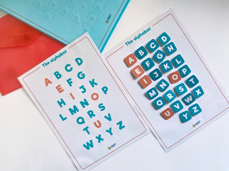 Learn English alphabet activity printable set, Montessori homeschool velcro worksheet, ESL EFL learning game kids, uppercase alphabet poster zdjęcie 7