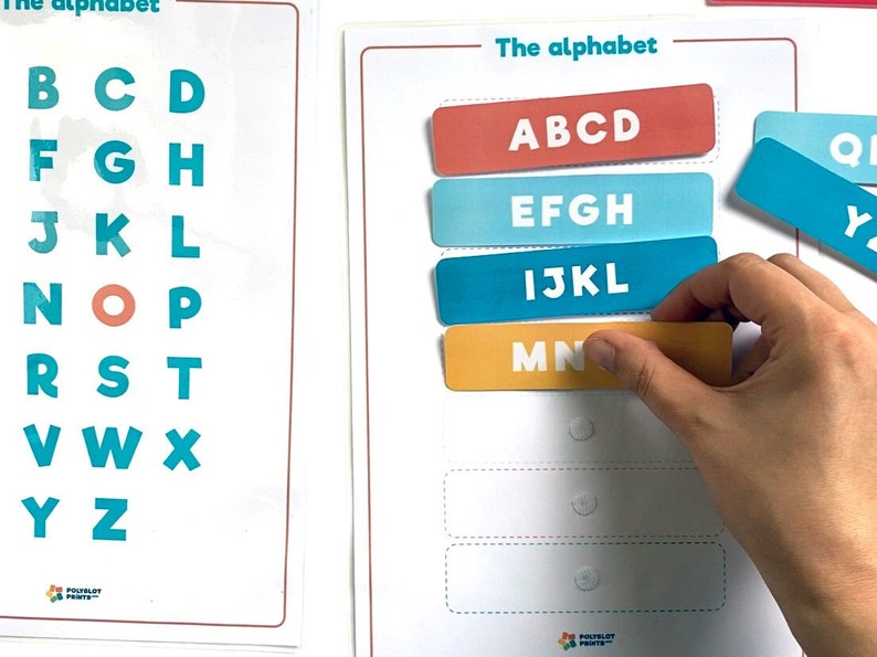 Learn English alphabet activity printable set, Montessori homeschool velcro worksheet, ESL EFL learning game kids, uppercase alphabet poster zdjęcie 4