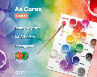Portuguese Vibrant Colors Posters for Kids | Classroom Decor | Playroom Wall Art | Printable Learning Tools | Instant Downloads