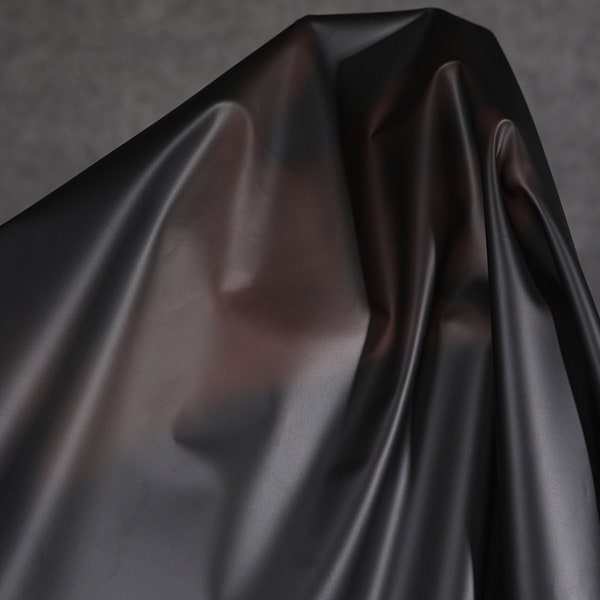 Black Translucency TPU Fabric, A half yard, Raincoat Waterproof Bag Fabric for Creative Fashion Designer-0.3mm thickness (T001)