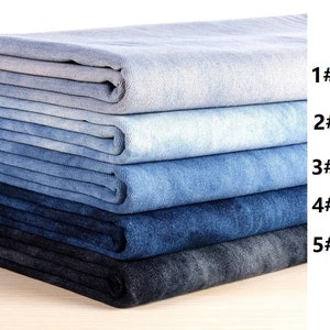 Denim, Fabric, Blue, Plain color, Tie-dye, Design, Multiple, A half yard  (D003)