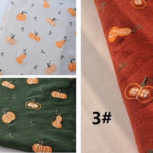 Cotton Linen Blended Fabric, Festival, Thanksgiving, Sewing, Design, Embroidery, Pumpkin, Gourd, Gift, A half yard (F017)