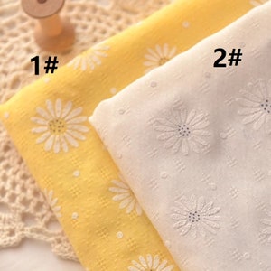 Polyester-cotton blend fabric, Daisy, Sewing, Vintage style, Design, Thin, DIY, Printing and dyeing, A half yard (C026)