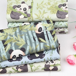 Baumwollstoff, Vintage Stil, Design, Panda, Bambus, Nähen, DIY, Basteln, Ein halber Hof (C032)