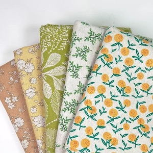 Cotton Linen Blended Fabric, Sewing, DIY, Vintage style, Floral print, A half yard (CL010)