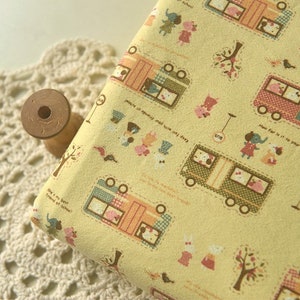 Dacron Fabric, Polyester fiber, Sanding, School bus, Buddy, Playmate, Vintage style, Jacquard weave, Craft, Printing, A half yard (CL013)