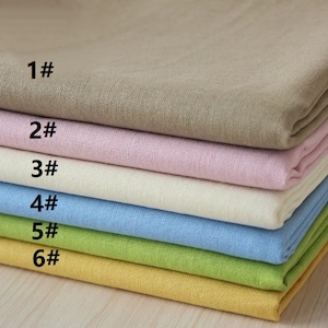 Linen Fabric, Plain color, Multi-color, Vintage style, Sewing, DIY, A half yard(L002)