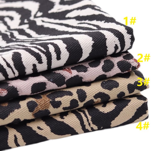 Denim Fabric, Zebra Print, Leopard Print, Textile Printing, Sewing, For Fashion Design, DIY, Craft, Classic, A half yard (D018)