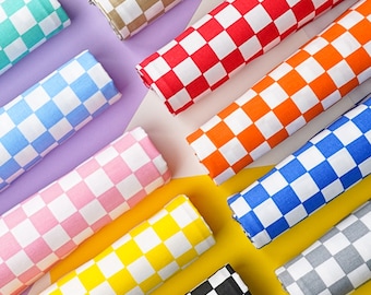 Cotton Fabric, Gingham, Grid, Racing Check Fabric, Fashion Design, Chessboard, Checkerboard, Multi-color, Colorful, Sewing,A half yard(C109)