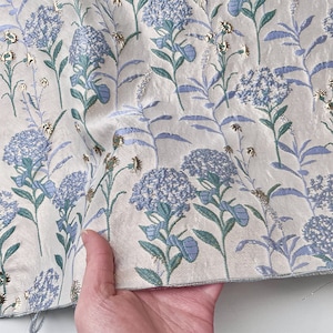 Dacron Fabric, Polyester fibre, Sewing, DIY, Vintage style, Hydrangea, Jacquard weave, Golden, A half yard (CL009)