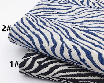 Denim, Tessuto, Nero, Blu, Tessuto jacquard, Cucito, Per design di moda, Strisce zebrate, Motivo zebrato, Fai da te, Artigianato, Classico, Mezzo metro (D016)