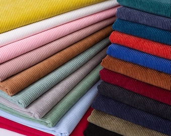 Corduroy Fabric, Cotton Fabric, Retro, Classic, Vintage style, Design, Sewing, DIY, Stripe, Craft, Multicolor, A half yard (C090)
