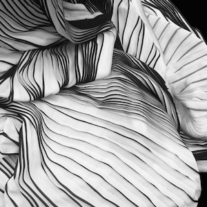 Chiffon Fabric, Yarn, Pleats, Black And White, Strap, Vintage style, Wedding dress, Veil, Bridal, For Fashion Design, A half yard (LC024)