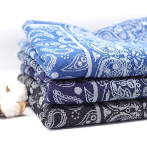 Denim, Fabric, Blue, Jacquard weave, Sewing, Design, Ethnic style, A half yard (D005)