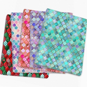 Polyester Cotton Fabric, Vintage style, Design, Textile printing, Fashion Design, Morocco Grid, Colorful, Sewing, Craft, A half yard (C044)