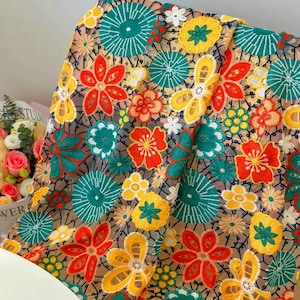 3D design, Stereoscopic, Lace, Yarn, Embroidery, See-through, Flower, Flora, Floral, Cotton, For Wedding dress, Veil,A half yard(LC022)