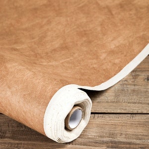 Spessore 0,6 mm, Tyvek, Tessuto di carta Kraft, Lavabile, Fai da te, Cucito, Design, Cammello, Marrone chiaro, Mezzo metro (P002)