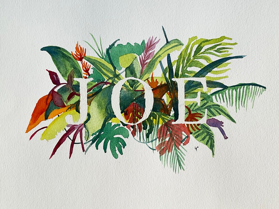 Original Hand Painted Name Painting With a Jungle Theme for Etsy