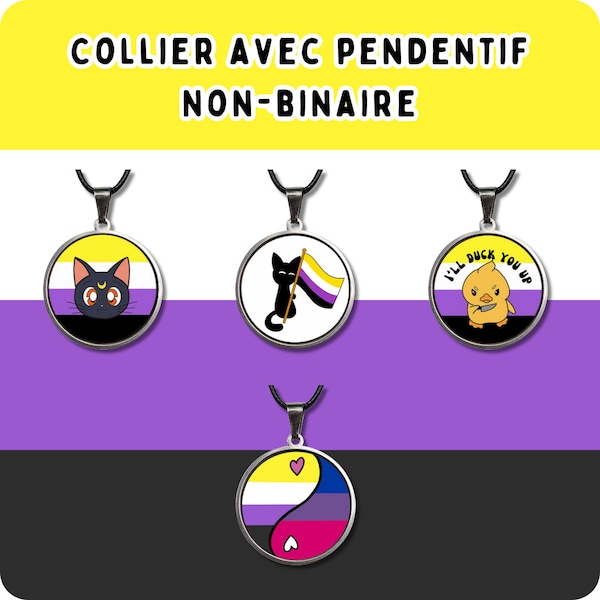 Collier de fierté LGBT avec pendentif non-binaire