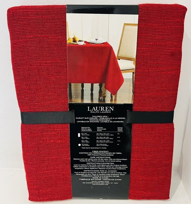 Ralph Lauren Oblong 60x120 Inch Christmas Red Tablecloth Brand New Etsy