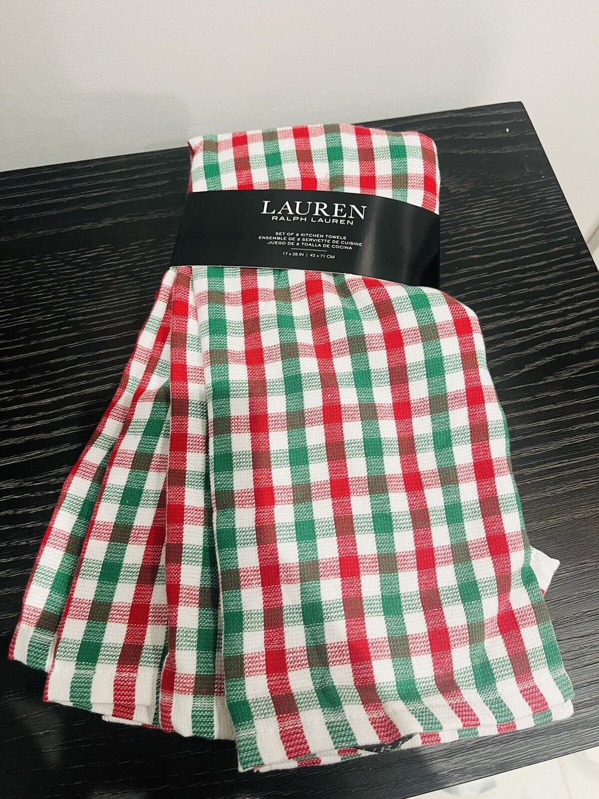 RALPH LAUREN Two Pack Multicoloured Plaid Kitchen Towels 63x76cm 