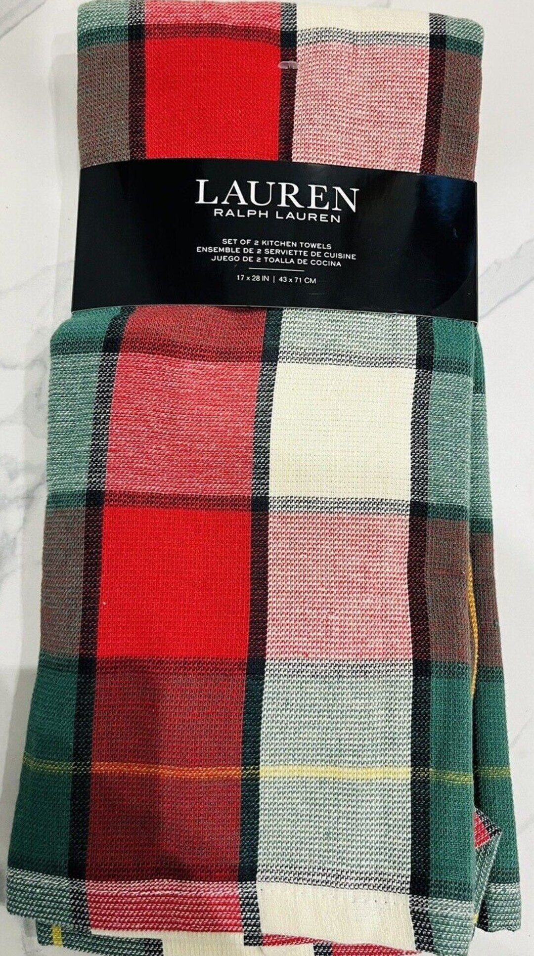 Lauren Ralph Lauren Set 2 Red Checked Tartan Check Kitchen Etsy