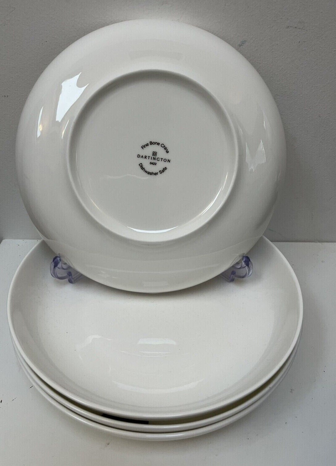 4x Dartington White Pasta Bowls Fine Bone China 23cm Classic Coupe