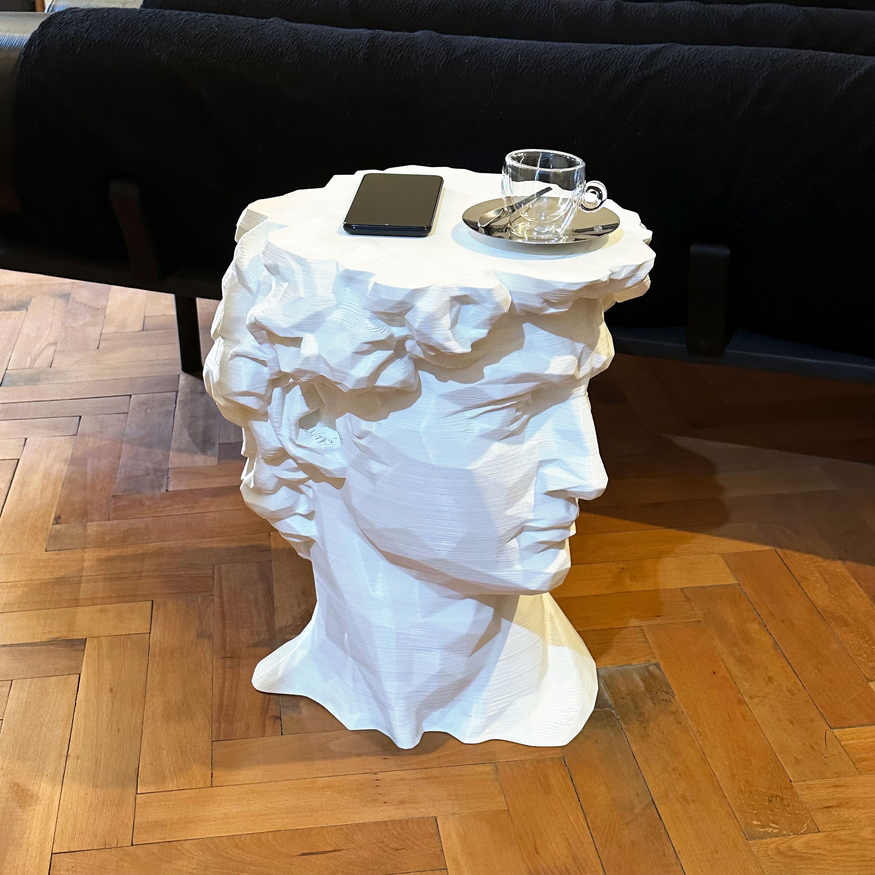 Sculpture Centre De Table - Coupole En Marbre Noir Sur Pied, H 14 Cm - Art Italien (neuf)