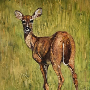Young Deer Painting by Matt Godwin, Original Art, Oil on Canvas Panel, 11x14 image 1