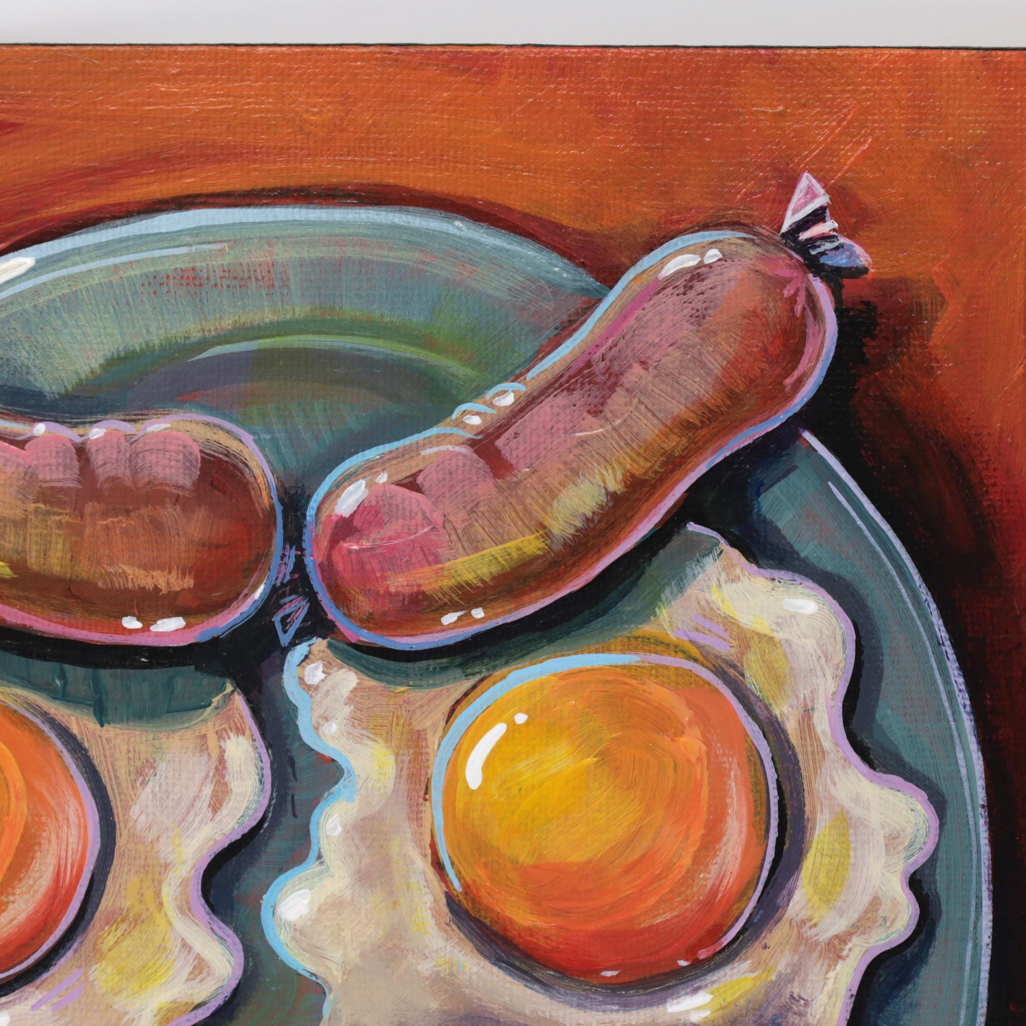 Funny Breakfast Food Painting 12x9 Canvas Panel by Florida Artist Matt ...