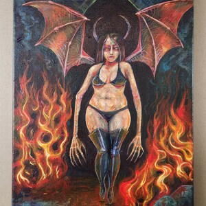 Succubus, Painting by Matt Godwin, Original Art, Acrylic on Stretched Canvas, 11x14 image 2