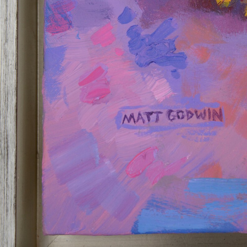 Orange and Flowers Acrylic Painting by Florida Artist Matt Godwin 20"x16" (Framed: 21.5" w x 17.5" h x 1.8") image 8
