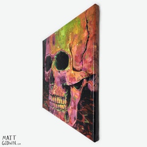 Acid Skull Painting by Matt Godwin, Original Art, Acrylic on Stretched Canvas, 12x12 5/8 deep image 3