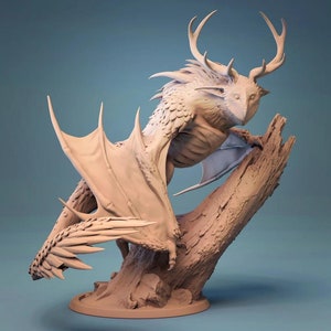 Kipir Kipine Flying Owl bear Miniature – DnD 28mm 32mm Tabletop RPG Figurine | 3D Printed Resin Unpainted | Premium Fantasy dnd Miniature
