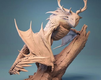 Kipir Kipine Flying Owl bear Miniature – DnD 28mm 32mm Tabletop RPG Figurine | 3D Printed Resin Unpainted | Premium Fantasy dnd Miniature